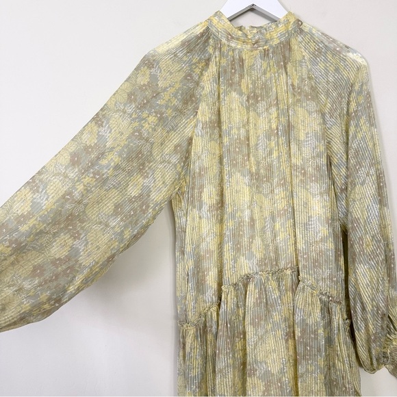 Zara METALLIC THREAD PRINTED DRESS-LIGHT YELLOW-7521/311 - Picture 7 of 16